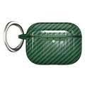 AirPods Pro 3 TPU Hoesje met Karabijnhaak - Koolstofvezel - Groen