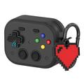 AirPods Pro 3 Vintage Game Console Stijl Plastic Etui met Hart Hanger - Zwart