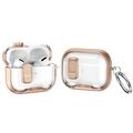 AirPods Pro beschermende hybride hoes met haakje en slotje - Goud / Transparant