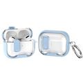 AirPods Pro beschermende hybride hoes met haak & slot - Lichtblauw / Transparant