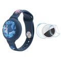 AirTag 1/2 armband voor kinderen van siliconen met vrolijke haai - Blauw