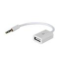 Akyga USB-naar-AUX-adapter 15cm - USB-A Vrouwelijk/3,5mm Mannelijk - Wit