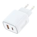 Amorus PD snellader voor aan de muur – 20 W USB-C, 18 W USB-A – wit