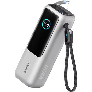 Anker 25000mAh Power Bank 165W met 2 geïntegreerde USB-C kabels - Zilver