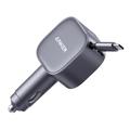 Anker Nano 75W autolader met intrekbare USB-C-kabel en USB-C-poort - grijs