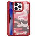 iPhone 15 Pro Max Anti-Shock Hybride Hoesje - Camouflage - Rood