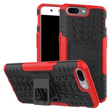 OnePlus 5 Anti-Slip Hybrid Case - Rood / Zwart