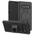 Anti-Slip Samsung Galaxy S10+ Hybrid Case met Standaard - Zwart