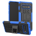 Anti-Slip Samsung Galaxy S10+ Hybrid Case met Standaard - Blauw / Zwart