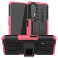 Anti-Slip Realme 7 Hybride Hoesje met Standaard - Roze / Zwart