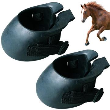 Rubberen anti-slip hoefschoenen voor paarden - maat S - 2 stuks. - Zwart