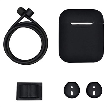 4-in-1  Apple AirPods / AirPods 2 Silicone Accessoires Set - Zwart