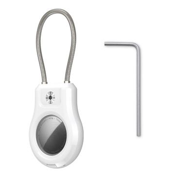 Apple AirTag/AirTag 2 Behuizing met Roestvrij Stalen Riem - Wit