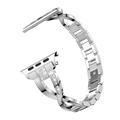 Apple Watch (42/44/SE/45/46/49mm) diamantvormige stalen horlogeband voor dames - zilver