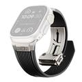 Apple Watch (42/44/SE/45/46/49mm) siliconenband met verticale strepen en titanium sluiting