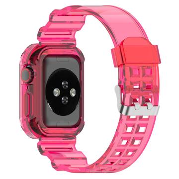 Apple Watch Series 11/10 Vervangende Siliconen Band met Geïntegreerd Frame - 42mm - Doorzichtig Roze