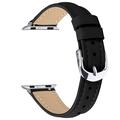 Apple Watch Series 11/10/9/8/SE 3/SE (2022)/7/SE/6/5/4/3/2/1 Dunne leren band - 42mm/41mm/40mm/38mm - Zwart