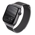 Apple Watch Series Ultra 2/Ultra/10/9/8/SE (2022)/7/SE/6/5/4/3/2/1 UNIQ Dante Milanese Riem - 49mm/45mm/44mm/42mm - Grafiet