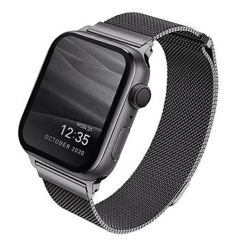 Apple Watch Series Ultra 2/Ultra/10/9/8/SE (2022)/7/SE/6/5/4/3/2/1 UNIQ Dante Milanese Riem - 49mm/45mm/44mm/42mm - Grafiet