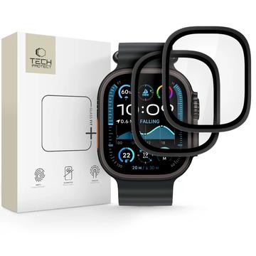 Apple Watch Ultra/Ultra 2/Ultra 3 Tech-Protect Glas Ring Glazen Screenprotector - 9H, 2 stuks. - Zwarte rand