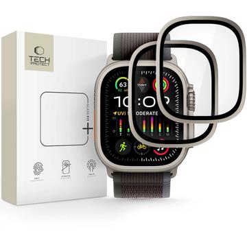 Apple Watch Ultra/Ultra 2/Ultra 3 Tech-Protect Glas Ring Glazen Screenprotector - 9H, 2 stuks. - Titanium