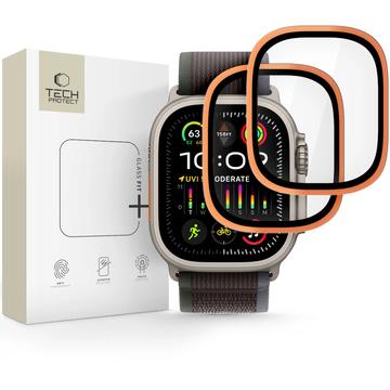 Apple Watch Ultra/Ultra 2/Ultra 3 Tech-Protect Glas Ring Glazen Screenprotector - 9H, 2 stuks. - Kosmisch Oranje