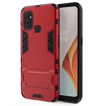 Armor Serie OnePlus Nord N100 Hybride Hoesje met Statief - Rood