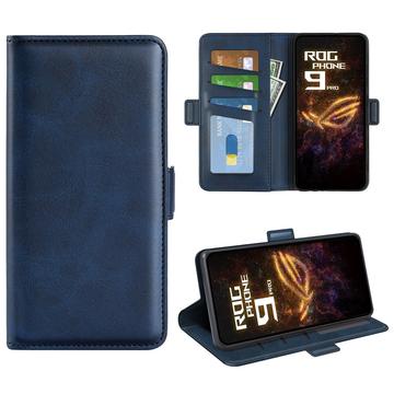 Asus ROG Phone 9 Pro Portemonnee Hoesje met Magnetische Sluiting - Kalf Textuur - Blauw