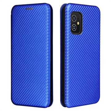 Asus Zenfone 8 Flip Cover - Koolstofvezel - Blauw