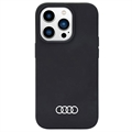 iPhone 14 Pro Max Audi Metal Logo Siliconen Hoesje - Zwart