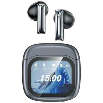 Awei TP100 ENC TWS oortelefoon met Touch-Screen oplaadetui - Zwart