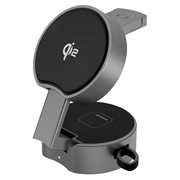 B30 3-in-1 opvouwbare magnetische snellader met Qi2 15W - Zwart / Grijs