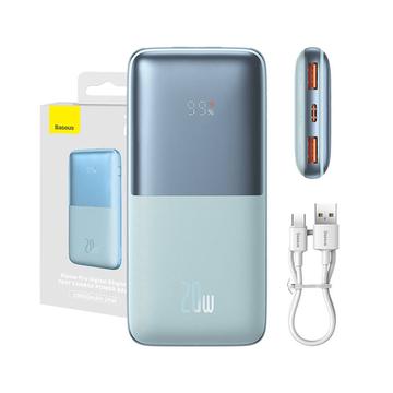 Baseus Bipow Pro Digital Display Fast Charge Power Bank 10000mAh/20W - 2xUSB, USB-C - Blauw