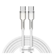 Baseus Cafule Metal Series USB-C/USB-C-kabel met nylonvlecht - 100W - 2m - wit