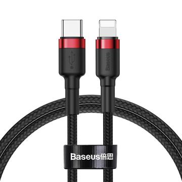 Baseus Cafule USB-C naar Lightning kabel - 20W, 1m - Zwart / Rood