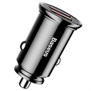 Baseus Rond 2xUSB QC3.0 5A 30W autolader CCALL-YD01 - zwart