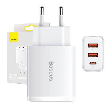 Baseus Compact Snellader 30W - USB-C PD, 2xUSB