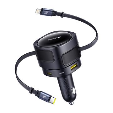 Baseus Enjoyment Max 90W Autolader met USB-C & Lightning-kabels - Zwart