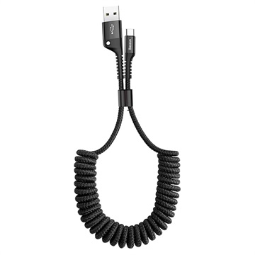 Baseus Fish Eye Spring USB-C Datakabel CATSR-01 - 1m - Zwart