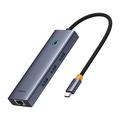 Baseus Flite BS-OH109 4-in-1 USB-C Hub - 3xUSB 3.0, RJ45 Ethernetpoort - Ruimte Grijs