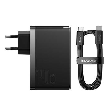 Baseus GaN5 Pro 140W Wandoplader met USB-C Oplaadkabel - 2xUSB-C, USB-A