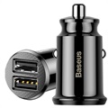 Baseus Grain Mini Smart Dubbele USB Autolader - 3.1A - Zwart