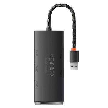 Baseus Lite Series Hub 4in1 WKQX030001 USB naar 4x USB 3.0, 25cm - Zwart
