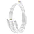 Baseus Silky 3-in-1 USB-C naar Lightning, USB-C, MicroUSB Snellaadkabel - 100W/1,5m - Wit