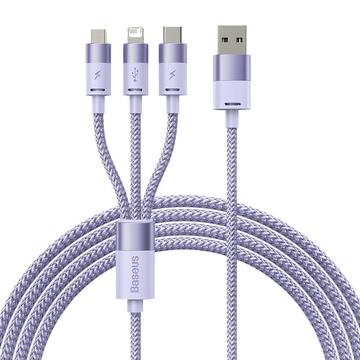 Baseus StarSpeed 3-in-1 oplaad- en datakabel - 1.2m, 3.5A - paars