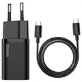 Baseus Super Si Snelle Oplader en USB-C/USB-C Kabel - 25W - Zwart