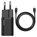 Baseus Super Si Snelle Oplader met USB-C / Lightning Kabel - 20W - Zwart