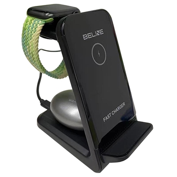 Beline HY08 3-in-1 Draadloze Oplaadstation - 15W - Zwart