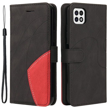 Bi-Color Series Samsung Galaxy A22 5G Wallet Case - Zwart