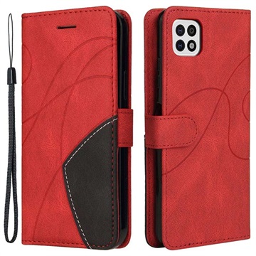 Bi-Color Series Samsung Galaxy A22 5G, Galaxy F42 5G Wallet Case - Rood